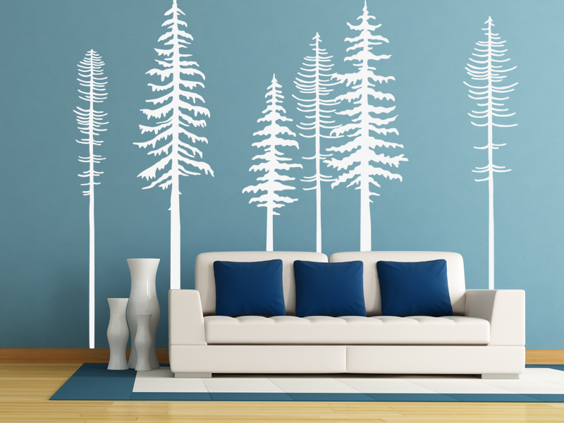 Sticker mural Arbres Sapins résultat en situation