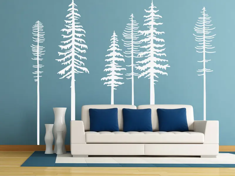 Sticker mural Stickers Arbres Arbres Sapins résultat en situation Sticker Arbres Sapins