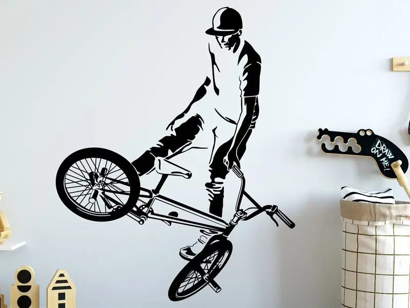 Autocolante Silhueta BMX Freestyle 2 résultat en situation gros plan Autocolante Silhueta BMX Freestyle 2