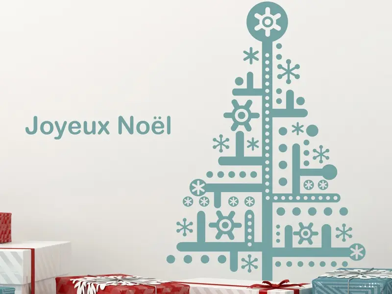 Autocolante Árvore de Natal Flocos résultat en situation gros plan Autocolante Árvore de Natal Flocos