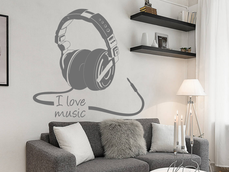 Sticker mural Casque Musique résultat en situation