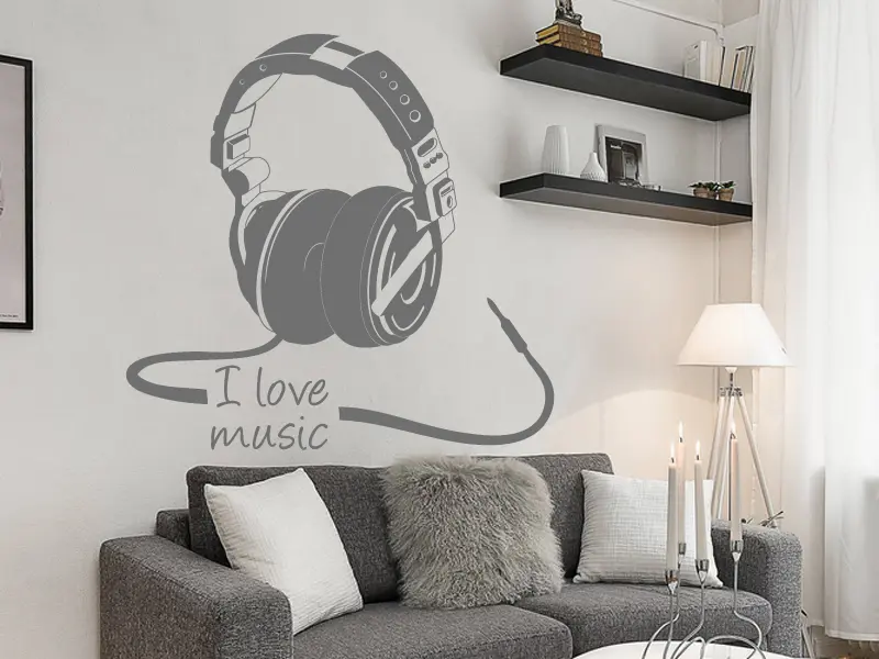Sticker mural Casque Musique résultat en situation
