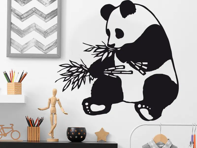 Autocolante Panda résultat en situation gros plan Autocolante Panda