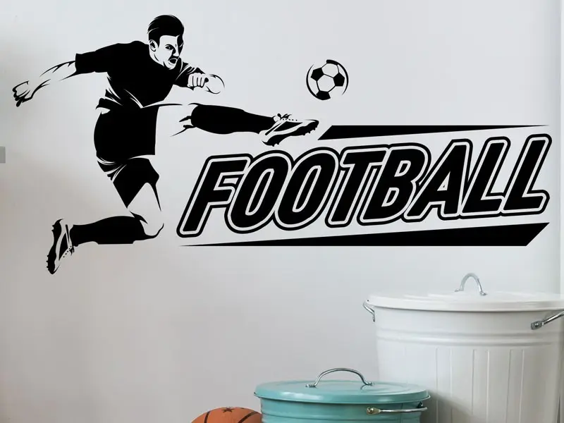 Sticker mural Football Silhouette Joueur de Football résultat en situation gros plan Sticker Silhouette Joueur de Football
