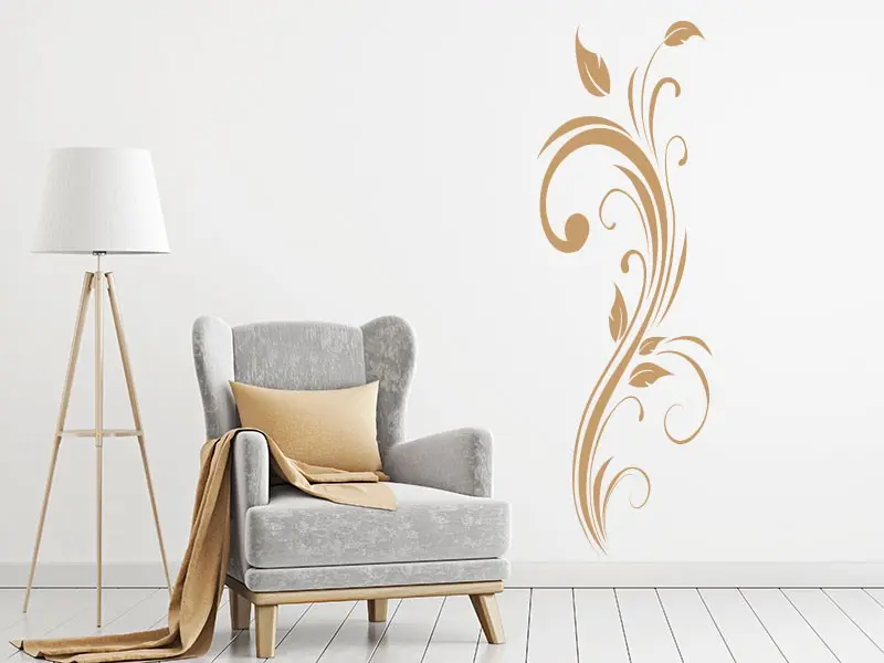 Sticker mural Branches Ornement Floral 2 résultat en situation Sticker Ornement Floral 2