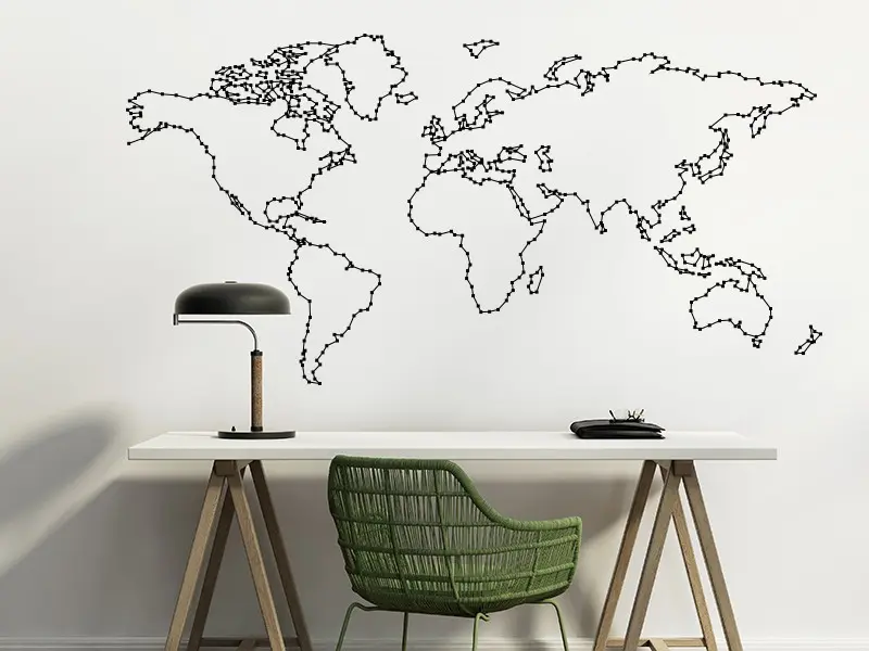 Sticker mural Contour Mappemonde 2 résultat en situation Sticker mural Contour Mappemonde 2 résultat en situation