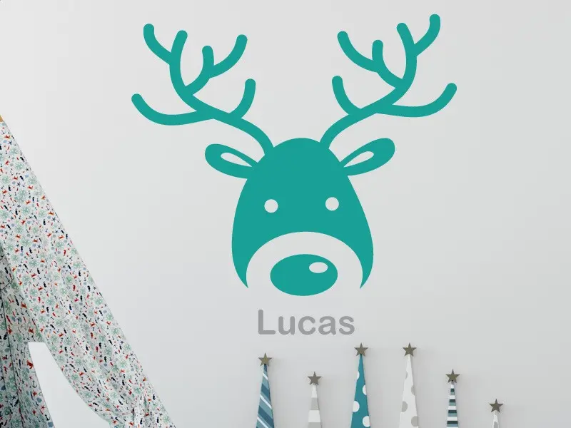 Sticker mural Animaux Renne Personnalisable résultat en situation gros plan Sticker Renne Personnalisable