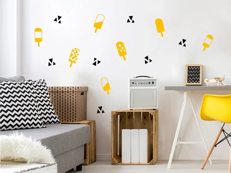 Sticker mural Pack Déco - Tendance Pack Glaces résultat en situation Sticker Pack Glaces