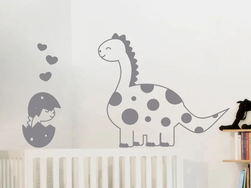 Sticker mural Dinosaures Dinosaure et son bébé résultat en situation gros plan Sticker Dinosaure et son bébé