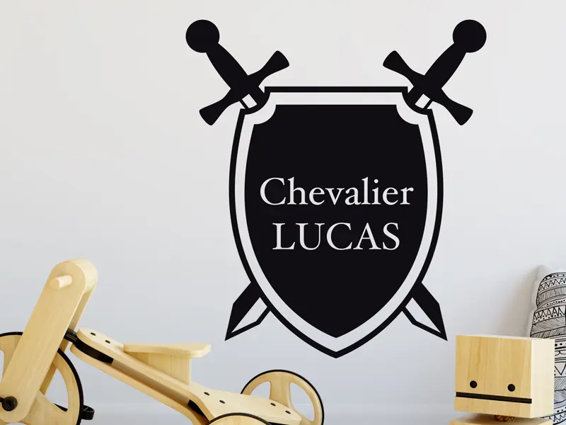 Autocolante Escudo Cavaleiro résultat en situation gros plan Autocolante Escudo Cavaleiro