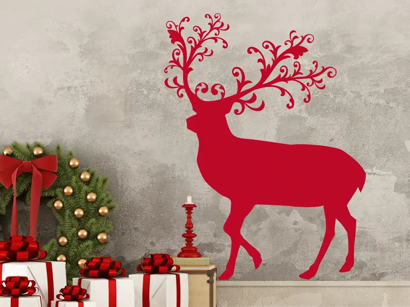 Sticker mural Noël Renne de Noël résultat en situation gros plan Sticker Renne de Noël