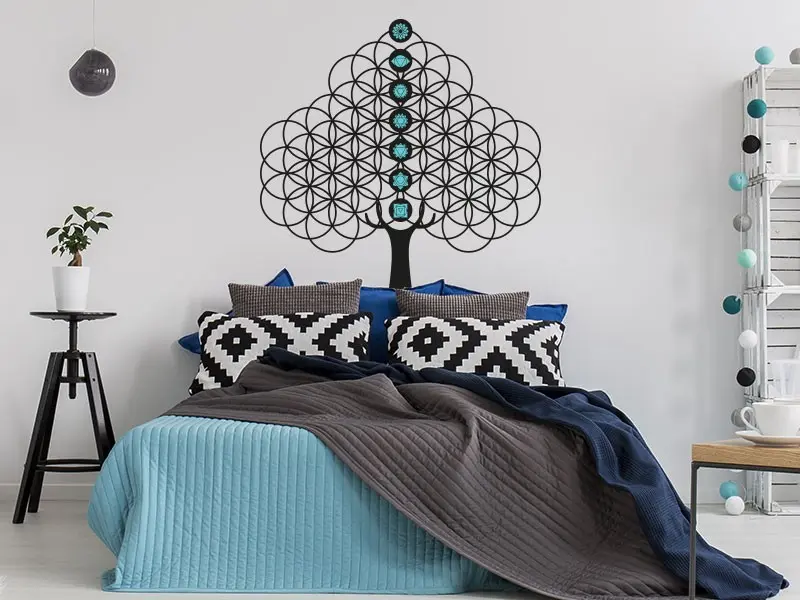 Sticker mural Stickers Arbre de vie Arbre de Vie 7 Chakras résultat en situation Sticker Arbre de Vie 7 Chakras