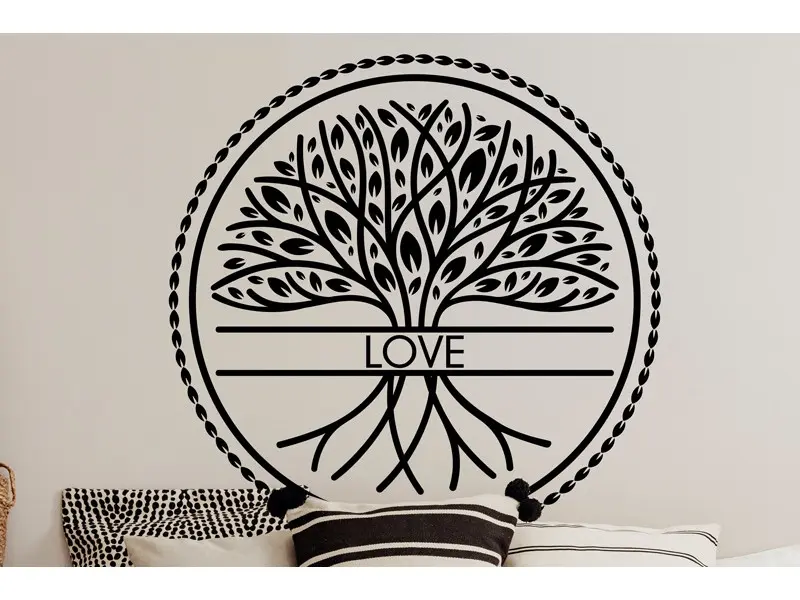 Sticker mural Stickers Arbre de vie Arbre de vie Texte à personnaliser résultat en situation gros plan Sticker Arbre de vie Texte à personnaliser