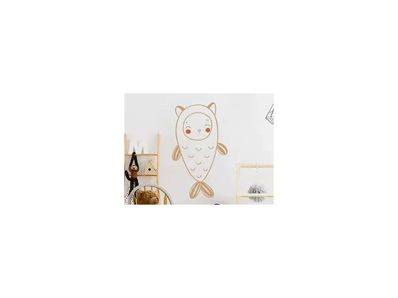 Sticker mural Stickers Enfants Petit Poisson Enfant résultat en situation gros plan Sticker Petit Poisson Enfant