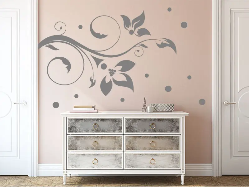 Sticker mural Branches Branche Floral Boules résultat en situation Sticker Branche Floral Boules