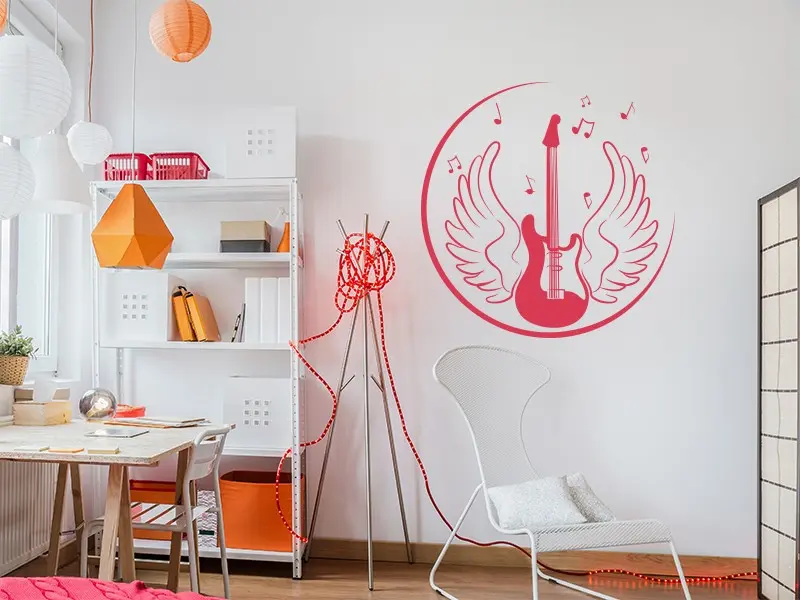 Sticker mural Guitare Angel résultat en situation Sticker mural Guitare Angel résultat en situation