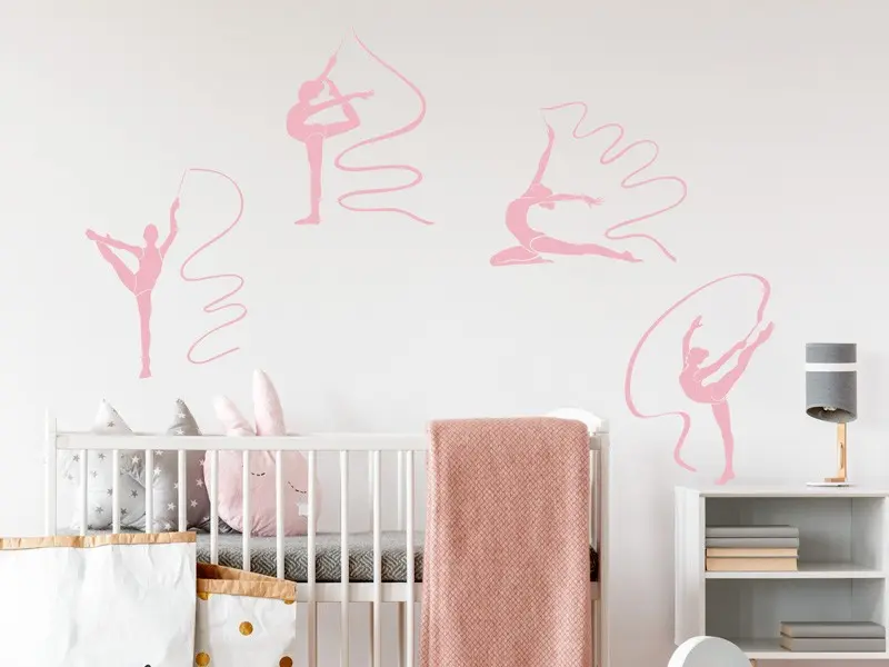 Sticker mural Pack 4 Silhouettes Gymnastique rythmique résultat en situation Sticker mural Pack 4 Silhouettes Gymnastique rythmique résultat en situation