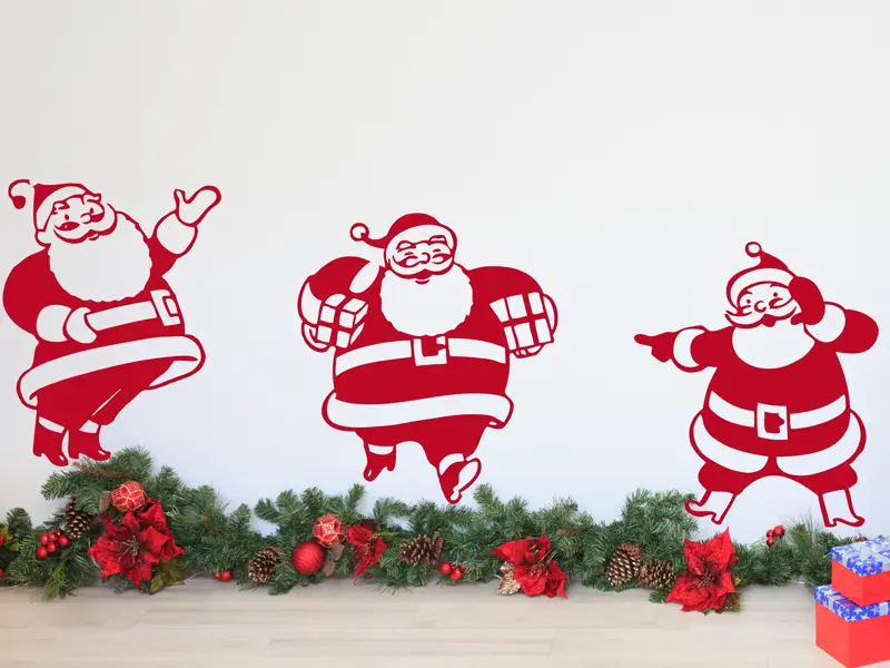 Sticker mural Noël Pack 3 Père Noël résultat en situation gros plan Sticker Pack 3 Père Noël