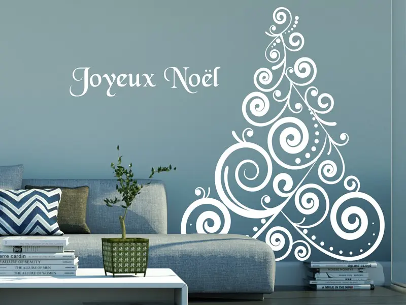 Sticker mural Noël Sapin de Noël Baroque 3 résultat en situation Sticker Sapin de Noël Baroque 3