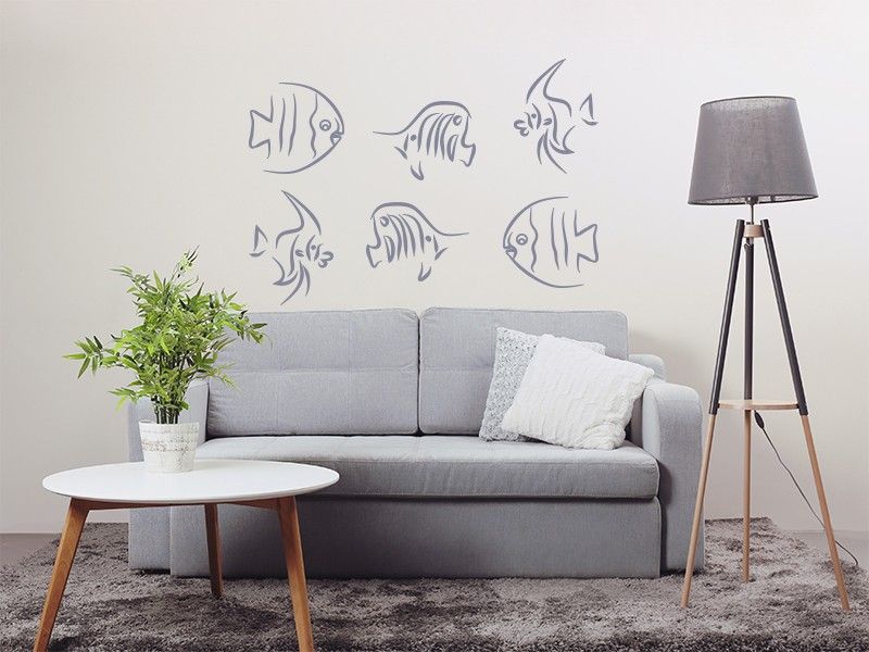 Sticker mural Pack Poissons Originaux résultat en situation