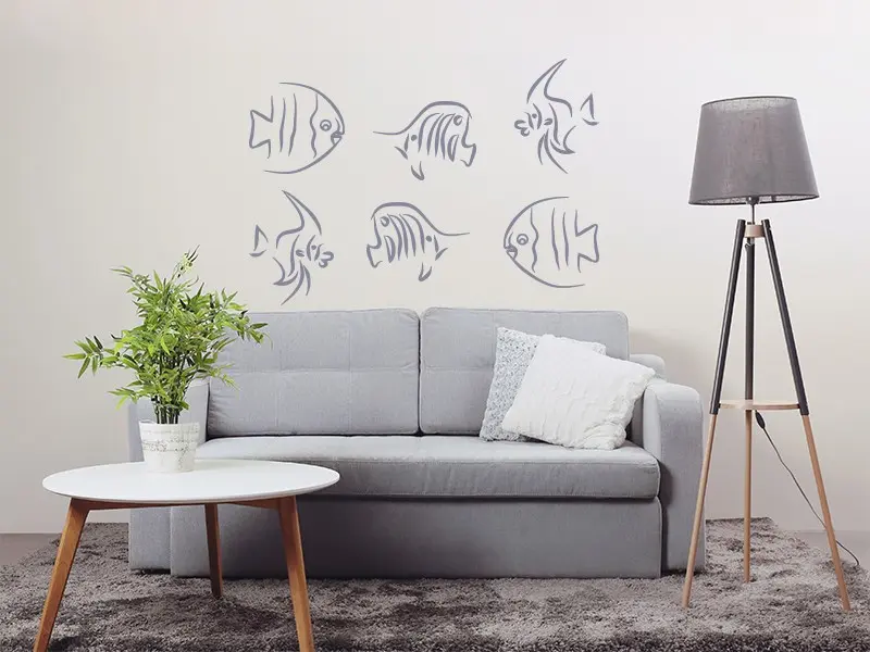 Sticker mural Sous la Mer Pack Poissons Originaux résultat en situation Sticker Pack Poissons Originaux