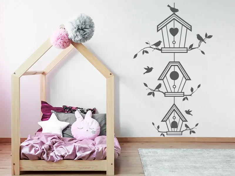 Sticker mural Stickers Oiseaux Cages à Oiseaux résultat en situation Sticker Cages à Oiseaux