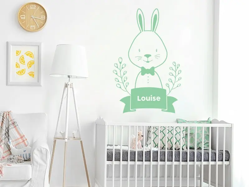 Sticker mural Pâques Cute Lapin Personnalisé résultat en situation Sticker Cute Lapin Personnalisé