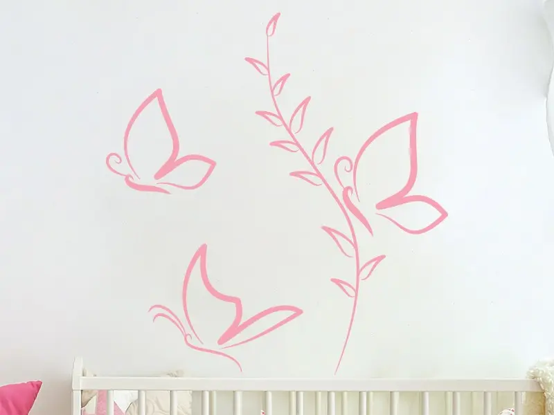 Sticker mural Stickers Papillons Papillons Fleur résultat en situation gros plan Sticker Papillons Fleur