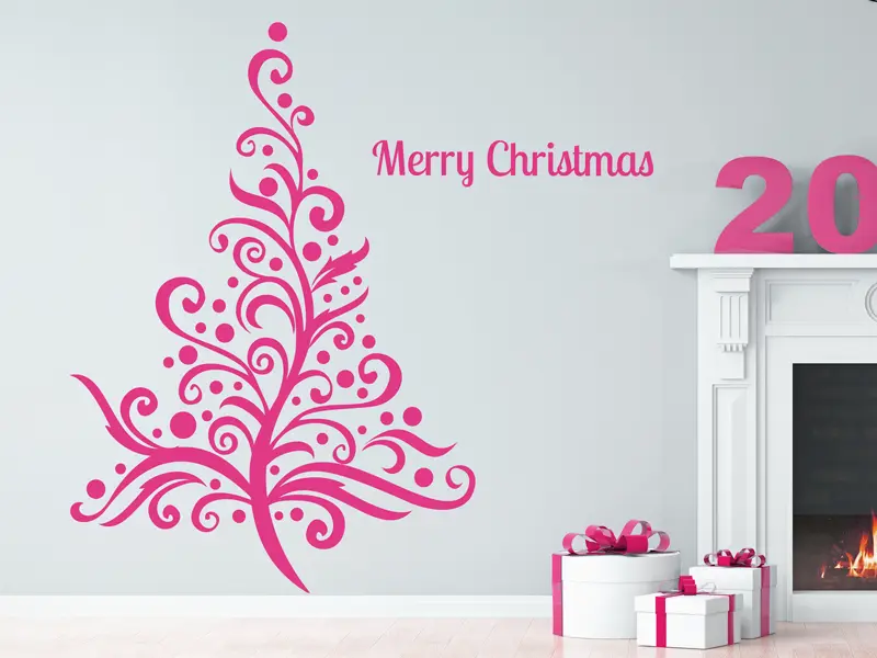 Sticker mural Noël Sapin de Noël Fêtes résultat en situation Sticker Sapin de Noël Fêtes