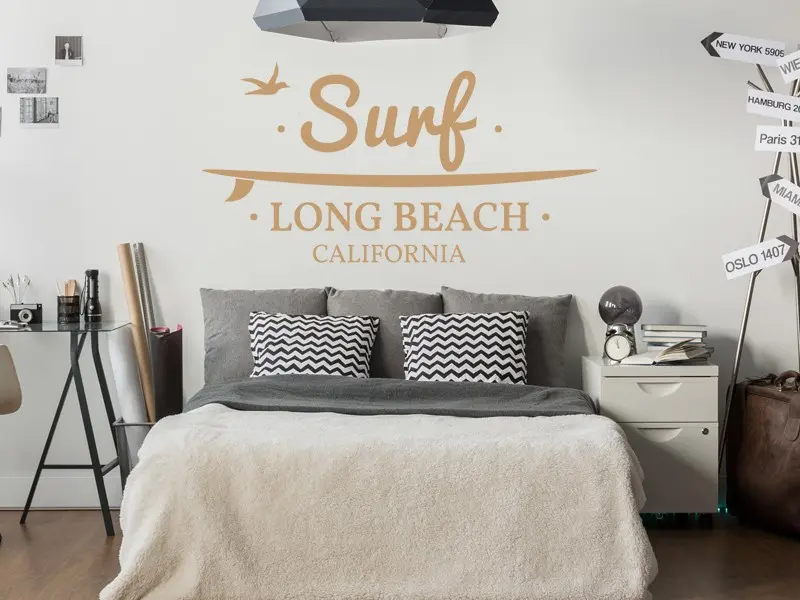 Sticker mural Surf Long Beach résultat en situation