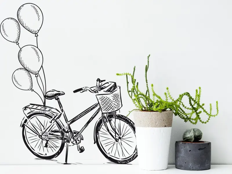 Sticker mural Vélo & Vintage Vélo Ballons Vintage résultat en situation Sticker Vélo Ballons Vintage