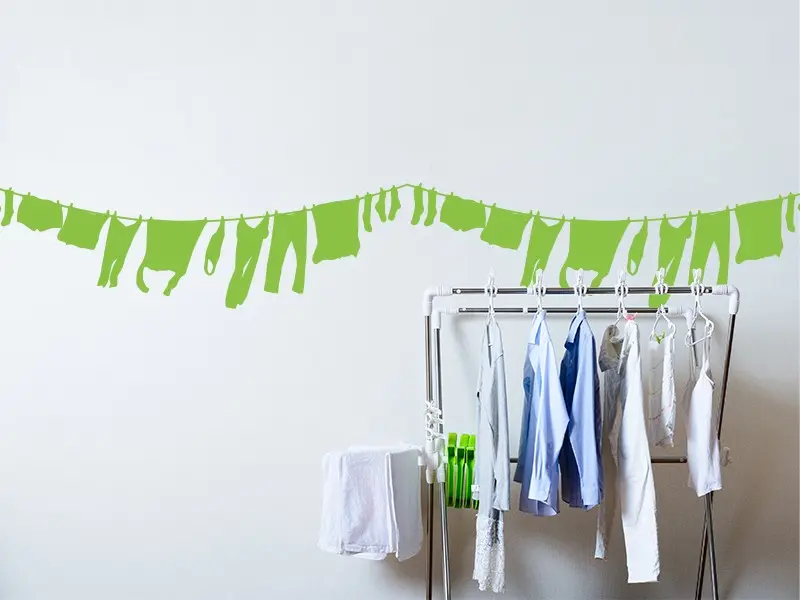 Sticker mural Déco Frise Corde à Linge résultat en situation Sticker Frise Corde à Linge