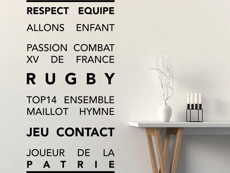Sticker mural Autres Sports Rugby XV de France Text résultat en situation gros plan Sticker Rugby XV de France Text
