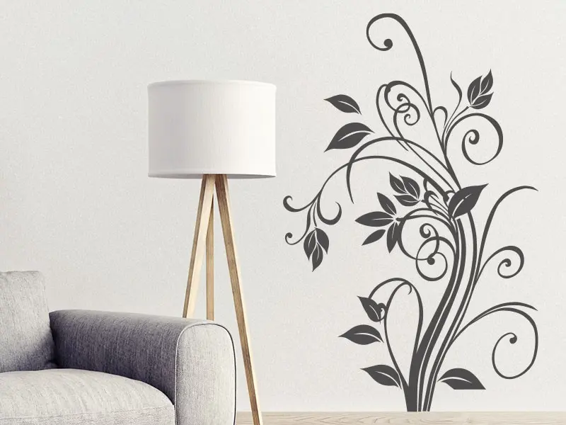 Sticker mural Stickers muraux fleurs Floral Elégant résultat en situation gros plan Sticker Floral Elégant