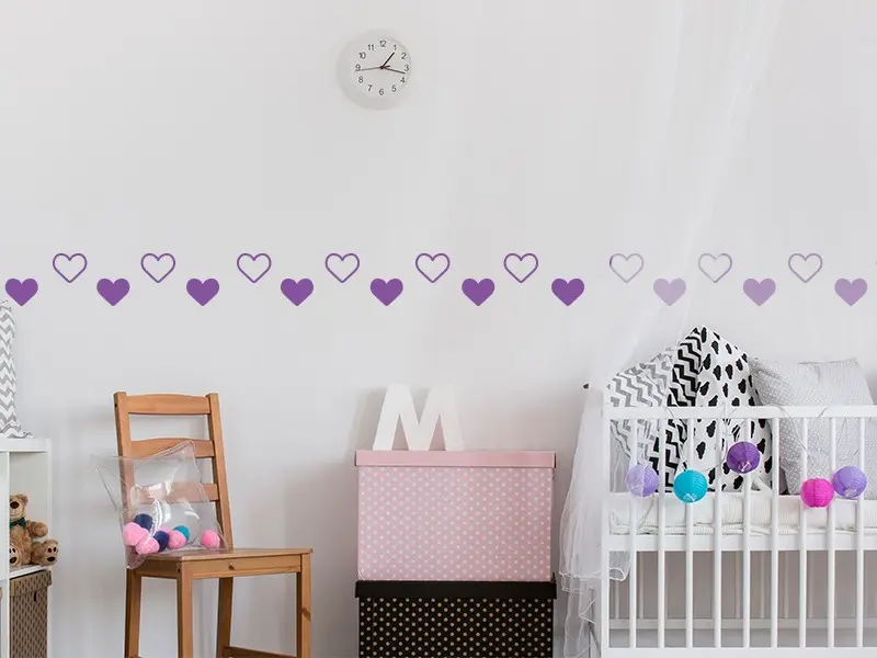 Sticker mural Enfants Frise Coeurs 2 résultat en situation Sticker Frise Coeurs 2