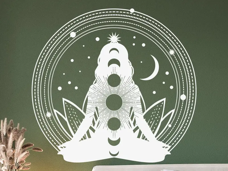 Sticker mural Stickers muraux fleurs Fleur de Lotus Méditation résultat en situation gros plan Sticker Fleur de Lotus Méditation