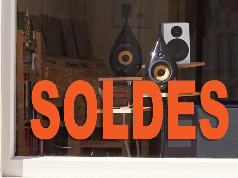Sticker vitrine Soldes Simple Basic