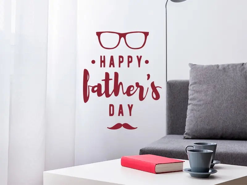 Sticker mural Happy Fathers Day Lunettes résultat en situation