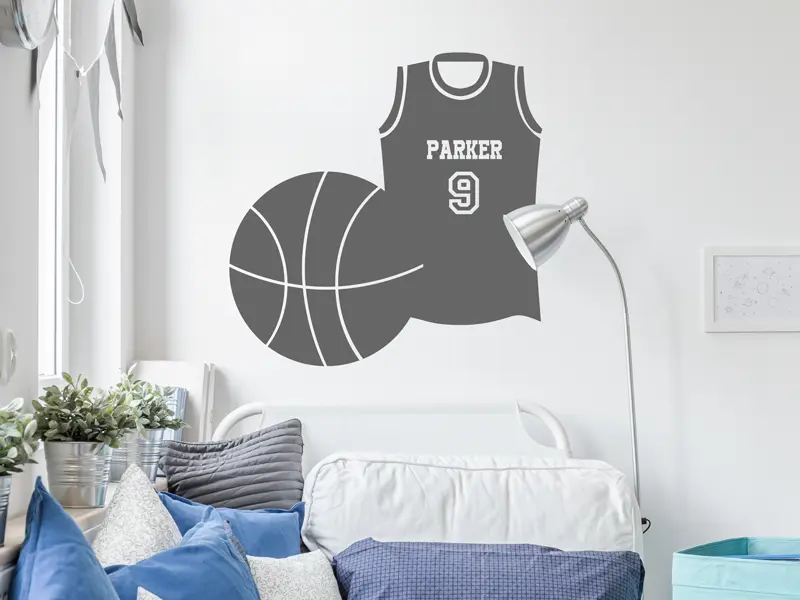 Sticker mural Stickers Sport Tee-shirt Basket-ball résultat en situation Sticker Tee-shirt Basket-ball