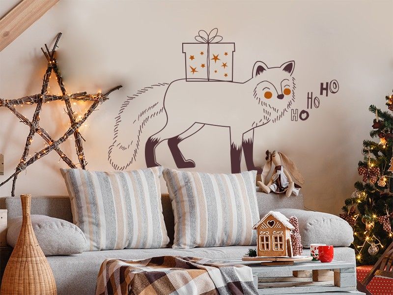 Sticker mural Renard Père Noël résultat en situation