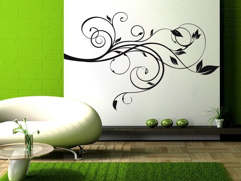 Sticker mural Branche Florale 2 résultat en situation