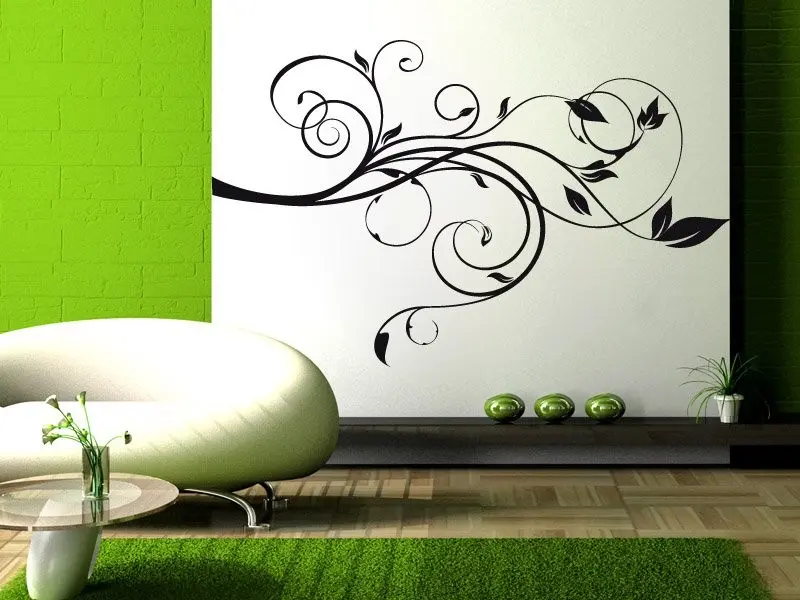 Sticker mural Branches Branche Florale 2 résultat en situation Sticker Branche Florale 2