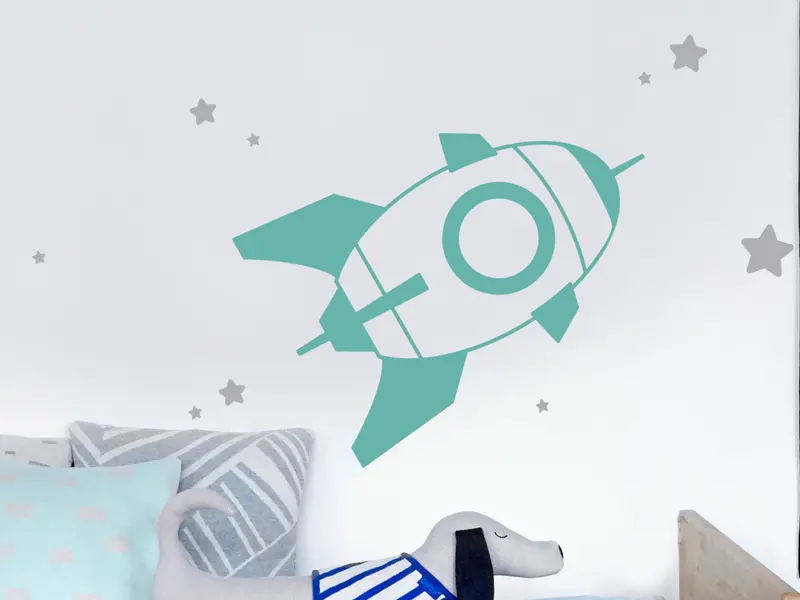 Sticker mural Espace Fusée 3 résultat en situation gros plan Sticker Fusée 3