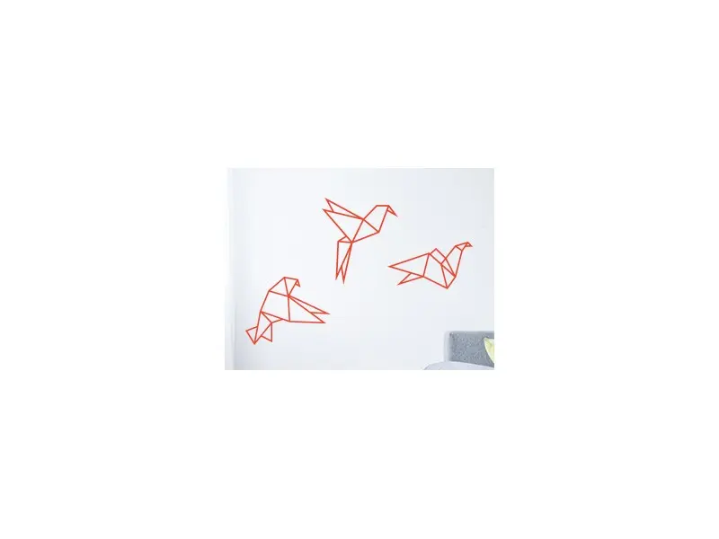 Sticker mural Origami - Géométrie Pack Oiseaux Géométrique résultat en situation gros plan Sticker Pack Oiseaux Géométrique