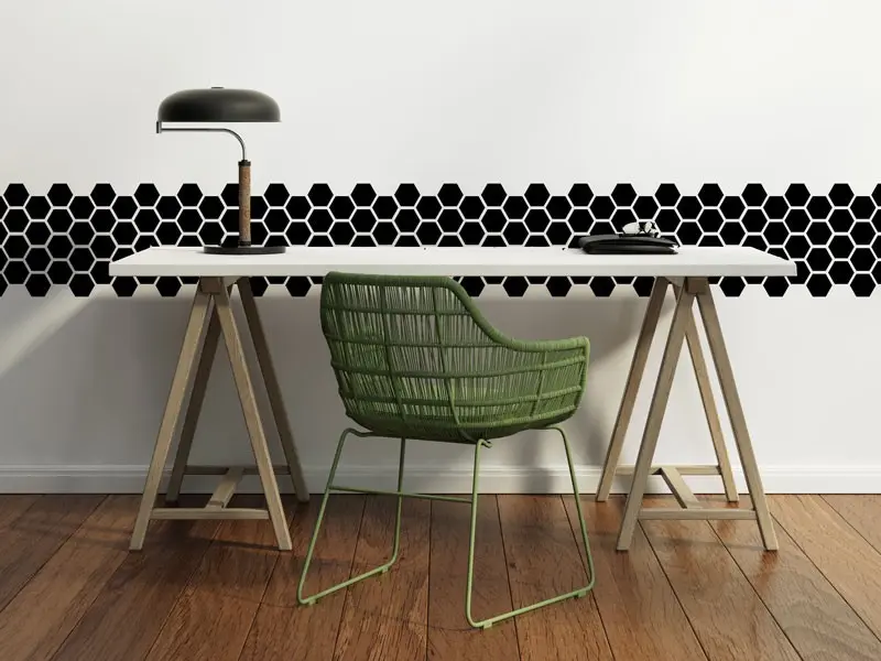 Sticker mural Stickers Frises Frise Hexagones résultat en situation Sticker Frise Hexagones