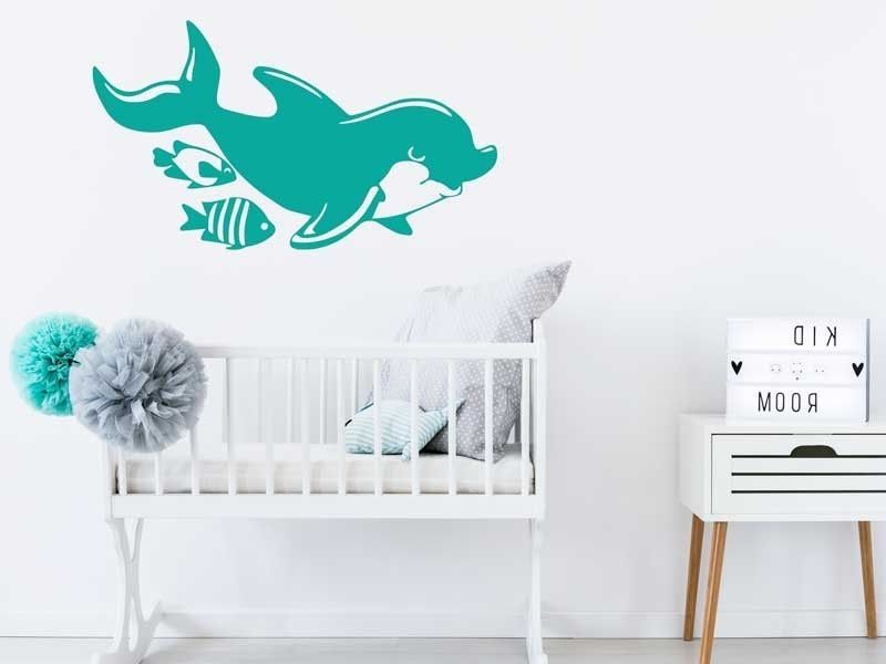 Autocolante de parede Golfinho & Peixes