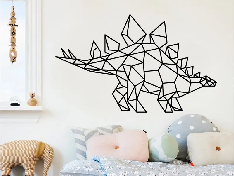 Sticker mural Dinosaures Dinosaure Stegosaurus Géométrique résultat en situation Sticker Dinosaure Stegosaurus Géométrique