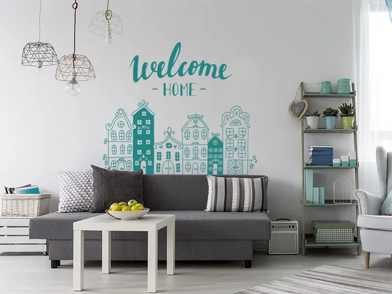 Sticker mural Stickers Textes & Citations Welcome à la Maison résultat en situation Sticker Welcome à la Maison