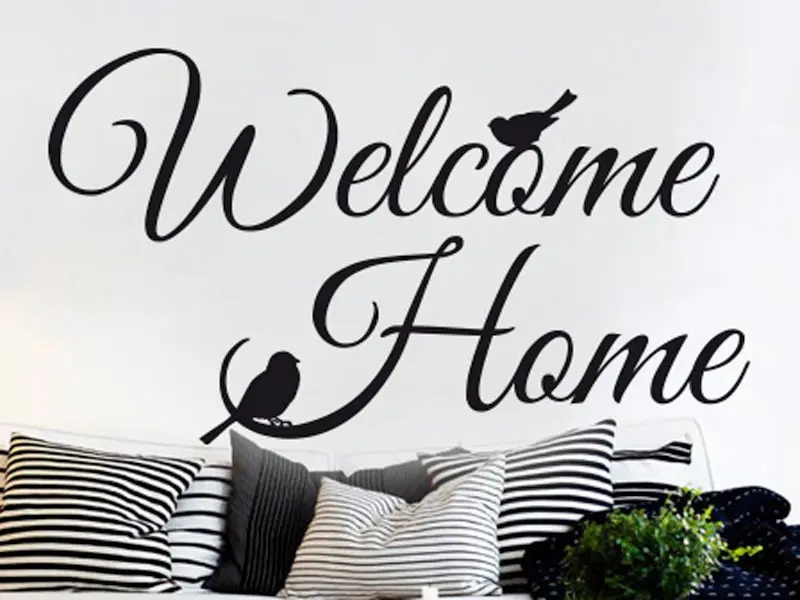 Autocolante Welcome Home résultat en situation gros plan Autocolante Welcome Home