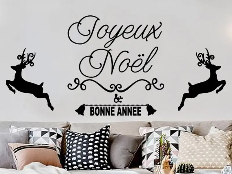 Sticker mural Noël Ornement de Noël Personnalisé résultat en situation gros plan Sticker Ornement de Noël Personnalisé